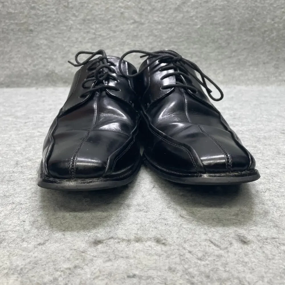 Stacy Adams Mens 11M Black Leather Square Toe Oxford Dress Shoes Lace Up Dapper